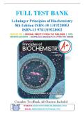 Test Bank for Lehninger Principles of Biochemistry 8th Edition by Nelson &lpar;All Chapters Included&rpar;&period;