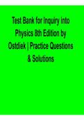 Inquiry into Physics 8th Edition Ostdiek Test Bank Complete Practice Questions and Solutions Study Guide 2025&sol; 2026
