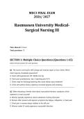 MDC 3 FINAL ACTUAL EXAM 2026&sol;2027 &vert; Rasmussen Medical-Surgical Nursing III &vert; Complete Answers & Rationales &vert; Pass Guaranteed - A&plus; Graded
