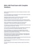 BSA LAW Final Exam with Complete Solutions