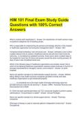 HIM 101 Final Exam Study Guide Questions with 100&percnt; Correct Answers 