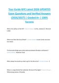 Tour Guide NYC Latest 2026 UPDATED  Exam Questions and Verified Answers  &lpar;2026&sol;2027&rpar; &vert; Graded A&plus; &vert; 100&percnt;  Success 