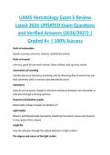 UAMS Hematology Exam 5 Review  Latest 2026 UPDATED Exam Questions  and Verified Answers &lpar;2026&sol;2027&rpar; &vert;  Graded A&plus; &vert; 100&percnt; Success 