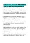 Palliative Care Nursing EXAMINATION SET 2026 SOLVED QUESTIONS GRADED A&plus;