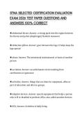 STNA SELECTED CERTIFICATION EVALUATION EXAM 2026 TEST PAPER QUESTIONS AND ANSWERS 100&percnt; CORRECT