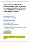 Certified Quality Engineer &lpar;CQE&rpar; Practice  Examination Newest 2025 &ndash; 2026 Questions From  Past Papers Actual Exams Complete 100 Questions  And Correct Detailed Answers &lpar;Verified Answers&rpar;  &vert;Already Graded A&plus;&vert;&vert;Brand New&excl;&excl;