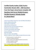 Certified Quality Auditor &lpar;CQA&rpar; Practice  Examination Newest 2025 &ndash; 2026 Questions  From Past Papers Actual Exams Complete 100 Questions And Correct Detailed Answers  &lpar;Verified Answers&rpar; &vert;Already Graded  A&plus;&vert;&vert;Brand New&excl;&excl;