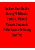Basic Geriatric Nursing 7th Edition Patricia A&period; Williams Test Bank Complete Questions and Verified Answers Study Guide 2025&sol; 2026