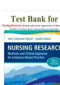 Test Bank for Nursing Research&colon; Methods and Critical Appraisal for Evidence-Based Practice 11th Edition by Geri LoBiondo-Wood and Judith Haber isbn-9780443246180