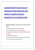 FLORIDA PROPERTY AND CASUALTY INSURANCE EXAM QUESTIONS AND CORRECT ANSWERS &lpar;VERIFIED ANSWERS&rpar; PLUS RATIONALES 2026