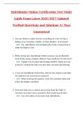 QuickBooks Online Certification Test Study  Guide Exam Latest 2026&sol;2027 Updated  Verified Questions and Solutions A&plus; Pass  Guaranteed