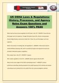 US OSHA Laws & Regulations&colon; History&comma; Processes&comma; and Agency Roles Exam Questions and Answers 100&percnt; PASS