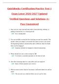 QuickBooks Certification Practice Test 1  Exam Latest 2026&sol;2027 Updated  Verified Questions and Solutions A&plus;  Pass Guaranteed