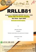 RRLLB81 Assignment 2 &lpar;RESEAERCH COMPLETE ANSWERS&rpar; Semester 1 2026 - DUE April 2026  - Minority rights and collective bargaining 