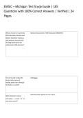EMSIC &ndash; Michigan Test Study Guide &lowbar; 185 Questions with 100&percnt; Correct Answers &lowbar; Verified &lowbar; 24 Pages Flashcards