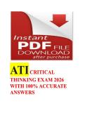 ATI CRITICAL THINKING EXAM 2026 WITH 100&percnt; ACCURATE ANSWERS