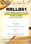 RRLLB81 Assignment 2 &lpar;RESEARCH COMPLETE ANSWERS&rpar; Semester 1 2026 - DUE April 2026   - Tax planning and impermissible tax avoidance