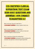 CCS Certified Clinical  Supervisor Test Exam  2026-2027 Questions And  Answers 100&percnt; Correct  Guaranteed A&plus; 