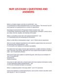 NUR 125 EXAM 1 QUESTIONS AND ANSWERS