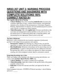 NRSG 257 UNIT 2&colon; NURSING PROCESS QUESTIONS AND ANASWERS WITH COMPLETE SOLUTIONS 100&percnt; CORRECT RATED A&plus;