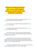  Advanced Pathophysiology Quiz 1-Nurs 6501 Walden University QUESTIONS AND VERIFIED ANSWERS