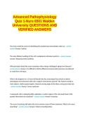 Advanced Pathophysiology Quiz 1 QUESTIONS AND VERIFIED ANSWERS 100&percnt;  GUARANTEED PASS