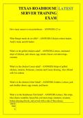 TEXAS ROADHOUSE  SERVER TRAINING  EXAM QUESTIONS AND ANSWERS 2026