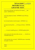 TEXAS DMV  MOTORCYCLE  LISCENSE TEST QUESTIONS AND ANSWERS 2026