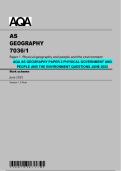 AQA AS Geography Paper 2 &ndash; Physical Geography&comma; Governance & People and the Environment June 2025 Questions