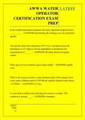 AWWA WATER  OPERATOR  CERTIFICATION EXAM  PREP QUESTIONS AND ANSWERS 2026