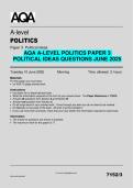 AQA A-Level Politics Paper 3 &ndash; Political Ideas June 2025 Questions