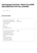 Mammography Final Exam &colon; Patient Care PAPER 2026 QUESTIONS WITH FULL ANSWERS