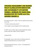 STRATEGIC MANAGEMENT AND BUSINESS POLICY GLOBALIZATION INNOVATION AND SUSTAINABILITY 15TH EDITION THOMAS L WHEELEN TEST BANK FINAL EXAMINATION TEST PAPER 2026 FULL ANSWERS GRADED A&plus;
