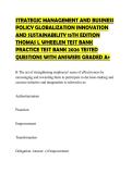 STRATEGIC MANAGEMENT AND BUSINESS POLICY GLOBALIZATION INNOVATION AND SUSTAINABILITY 15TH EDITION THOMAS L WHEELEN TEST BANK PRACTICE TEST BANK 2026 TESTED QUESTIONS WITH ANSWERS GRADED A&plus;