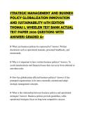 STRATEGIC MANAGEMENT AND BUSINESS POLICY GLOBALIZATION INNOVATION AND SUSTAINABILITY 15TH EDITION THOMAS L WHEELEN TEST BANK ACTUAL TEST PAPER 2026 QUESTIONS WITH ANSWERS GRADED A&plus;