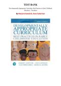 Test Bank for Developmentally Appropriate Curriculum&colon; Best Practices in Early Childhood Education&comma; 7th edition by Marjorie J&period; Kostelnik&comma; Anne K&period; Soderman&comma; Chapter 1-16 &vert; All Chapters