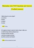Medication Aide TEST Questions and Answers &lpar;Verified Answers&rpar; Latestly UPDATED 2026 &vert; 2027