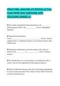 STRUCTURAL ANALYSIS 6TH EDITION ACTUAL EXAM PAPER 2026 QUESTIONS WITH SOLUTIONS GRADED A&plus;