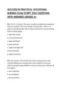 SUCCESS IN PRACTICAL VOCATIONAL NURSING EXAM SCRIPT 2026 QUESTIONS WITH ANSWERS GRADED A&plus;