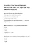 SUCCESS IN PRACTICAL VOCATIONAL NURSING FINAL PAPER 2026 QUESTIONS WITH ANSWERS GRADED A&plus;