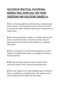 SUCCESS IN PRACTICAL VOCATIONAL NURSING FINAL PAPER 2026 TEST PAPER QUESTIONS AND SOLUTIONS GRADED A&plus;