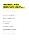 RN NCLEX SAMPLE TEST FOUR ALTERNATE FORMAT PAPER 2026 QUESTIONS WITH SOLUTIONS GRADED A&plus;