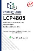 LCP4805 Assignment 1 &lpar;DETAILED ANSWERS&rpar; Semester 1 2026 - DISTINCTION GUARANTEED