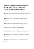 TALAROS FOUNDATIONS IN MICROBIOLOGY ACTUAL PAPER 2026 FULL SOLUTION QUESTIONS AND ANSWERS VERIFIED
