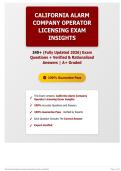 California Alarm Company Operator Licensing Exam Insights 240&plus; &lpar;Fully Updated 2026&sol;2027&rpar; Exam Questions &plus; Verified & Rationalized Answers A&plus; Graded