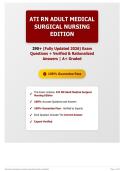 ATI RN Adult Medical Surgical Nursing Edition 290&plus; &lpar;Fully Updated 2026&rpar; Exam Questions &plus; Verified & Rationalized Answers   A&plus; Graded
