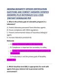 Arizona Biosafety Officer Certification Exam Questions and Answers