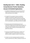 Reading Quiz Unit 1 &ndash; 2026 &vert; Reading  Comprehension Practice Questions&comma;  Answers & Detailed Explanations
