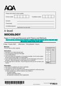 AQA A-Level Sociology Paper 3 &ndash; Crime & Deviance with Theory and Methods June 2025 Questions