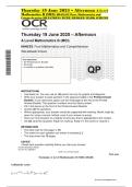 Thursday 19 June 2025 &ndash; Afternoon A Level Mathematics B &lpar;MEI&rpar; H640&sol;03 Pure Mathematics and Comprehension&sol;QUESTIONS WITH MERGED MARK SCHEME